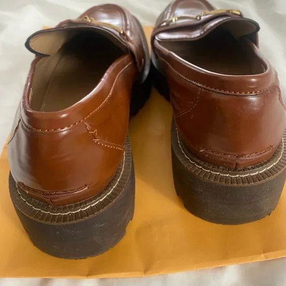 Sam Edelman Brown Loafers with Gold Accent - Picture 2 of 3